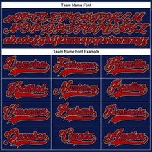 Load image into Gallery viewer, Custom Navy Red-Old Gold Hockey Lace Neck Jersey