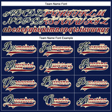 Загрузить изображение в средство просмотра галереи, Custom Navy Vintage USA Flag Crimson-Cream Hockey Lace Neck Jersey