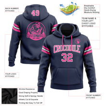 Загрузить изображение в средство просмотра галереи, Custom Stitched Navy Pink-White Football Pullover Sweatshirt Hoodie