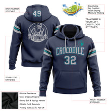 Загрузить изображение в средство просмотра галереи, Custom Stitched Navy Gray-Teal Football Pullover Sweatshirt Hoodie