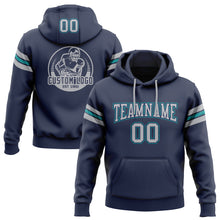 Загрузить изображение в средство просмотра галереи, Custom Stitched Navy Gray-Teal Football Pullover Sweatshirt Hoodie