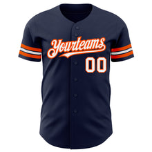 Загрузить изображение в средство просмотра галереи, Custom Navy White-Orange Authentic Baseball Jersey