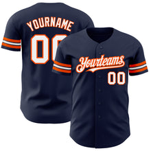 Загрузить изображение в средство просмотра галереи, Custom Navy White-Orange Authentic Baseball Jersey