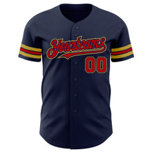 Загрузить изображение в средство просмотра галереи, Custom Navy Red-Old Gold Authentic Baseball Jersey