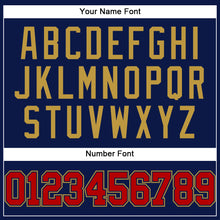 Загрузить изображение в средство просмотра галереи, Custom Navy Red-Old Gold Authentic Baseball Jersey