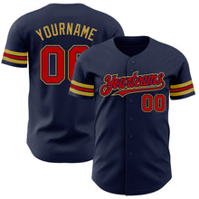 Загрузить изображение в средство просмотра галереи, Custom Navy Red-Old Gold Authentic Baseball Jersey