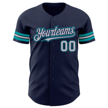 Загрузить изображение в средство просмотра галереи, Custom Navy Gray-Teal Authentic Baseball Jersey