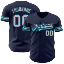 Загрузить изображение в средство просмотра галереи, Custom Navy Gray-Teal Authentic Baseball Jersey