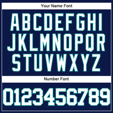 Загрузить изображение в средство просмотра галереи, Custom Navy White-Teal Authentic Baseball Jersey