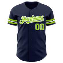 Загрузить изображение в средство просмотра галереи, Custom Navy Neon Green-White Authentic Baseball Jersey