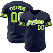 Загрузить изображение в средство просмотра галереи, Custom Navy Neon Green-White Authentic Baseball Jersey
