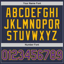 Charger l'image dans la galerie, Custom Navy Purple-Gold Authentic Throwback Baseball Jersey