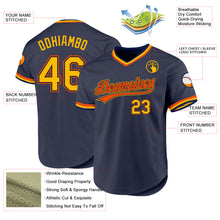 Charger l'image dans la galerie, Custom Navy Gold-Orange Authentic Throwback Baseball Jersey