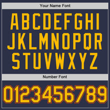 Charger l'image dans la galerie, Custom Navy Gold-Orange Authentic Throwback Baseball Jersey