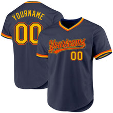 Charger l'image dans la galerie, Custom Navy Gold-Orange Authentic Throwback Baseball Jersey