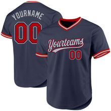 Charger l'image dans la galerie, Custom Navy Red-Gray Authentic Throwback Baseball Jersey