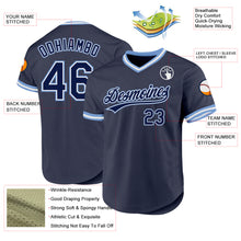 Charger l'image dans la galerie, Custom Navy Light Blue-White Authentic Throwback Baseball Jersey