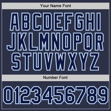 Charger l'image dans la galerie, Custom Navy Light Blue-White Authentic Throwback Baseball Jersey