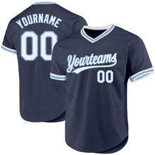 Charger l'image dans la galerie, Custom Navy White-Light Blue Authentic Throwback Baseball Jersey