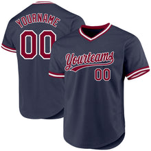 Charger l'image dans la galerie, Custom Navy Maroon-White Authentic Throwback Baseball Jersey