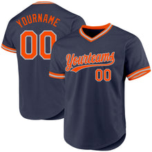 Charger l'image dans la galerie, Custom Navy Orange-Gray Authentic Throwback Baseball Jersey
