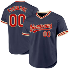 Charger l'image dans la galerie, Custom Navy Red-Cream Authentic Throwback Baseball Jersey