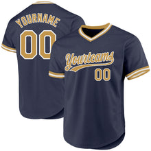 Charger l'image dans la galerie, Custom Navy Old Gold-White Authentic Throwback Baseball Jersey