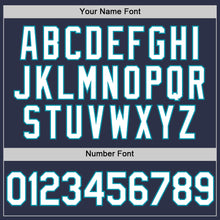 Charger l'image dans la galerie, Custom Navy White-Teal Authentic Throwback Baseball Jersey