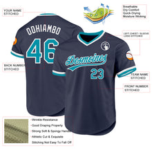 Charger l'image dans la galerie, Custom Navy Teal-White Authentic Throwback Baseball Jersey
