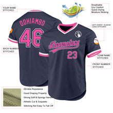 Charger l'image dans la galerie, Custom Navy Pink-White Authentic Throwback Baseball Jersey