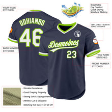 Charger l'image dans la galerie, Custom Navy White-Neon Green Authentic Throwback Baseball Jersey