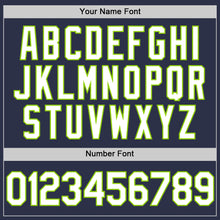 Charger l'image dans la galerie, Custom Navy White-Neon Green Authentic Throwback Baseball Jersey