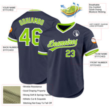 Charger l'image dans la galerie, Custom Navy Neon Green-White Authentic Throwback Baseball Jersey