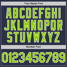 Charger l'image dans la galerie, Custom Navy Neon Green-White Authentic Throwback Baseball Jersey