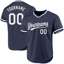 Charger l'image dans la galerie, Custom Navy White Authentic Throwback Baseball Jersey