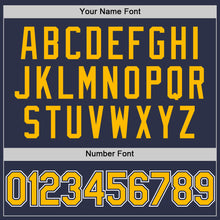 Charger l'image dans la galerie, Custom Navy Gold-White Authentic Throwback Baseball Jersey