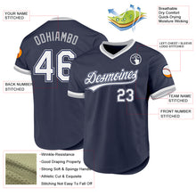 Charger l'image dans la galerie, Custom Navy White-Gray Authentic Throwback Baseball Jersey