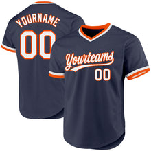 Charger l'image dans la galerie, Custom Navy White-Orange Authentic Throwback Baseball Jersey