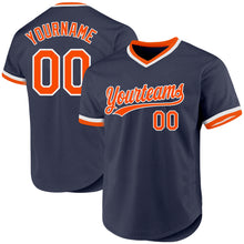 Charger l'image dans la galerie, Custom Navy Orange-White Authentic Throwback Baseball Jersey