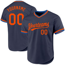 Charger l'image dans la galerie, Custom Navy Orange-Blue Authentic Throwback Baseball Jersey