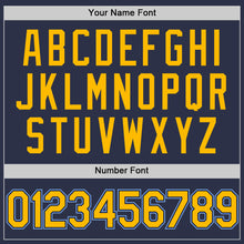 Charger l'image dans la galerie, Custom Navy Gold-Light Blue Authentic Throwback Baseball Jersey