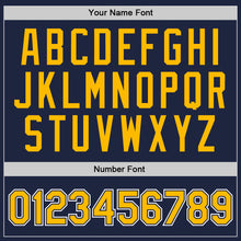 Laden Sie das Bild in den Galerie-Viewer, Custom Navy Gold-White Authentic Throwback Basketball Jersey