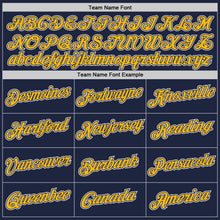 Laden Sie das Bild in den Galerie-Viewer, Custom Navy Gold-White Authentic Throwback Basketball Jersey