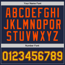 Laden Sie das Bild in den Galerie-Viewer, Custom Navy Gold-Orange Authentic Throwback Basketball Jersey