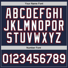 Загрузить изображение в средство просмотра галереи, Custom Navy White-Red Authentic Throwback Basketball Jersey