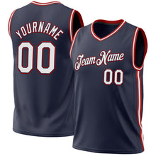 Загрузить изображение в средство просмотра галереи, Custom Navy White-Red Authentic Throwback Basketball Jersey