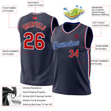 Загрузить изображение в средство просмотра галереи, Custom Navy Red-Royal Authentic Throwback Basketball Jersey
