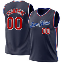 Загрузить изображение в средство просмотра галереи, Custom Navy Red-Royal Authentic Throwback Basketball Jersey