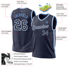 Загрузить изображение в средство просмотра галереи, Custom Navy White-Light Blue Authentic Throwback Basketball Jersey
