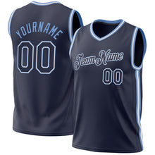 Загрузить изображение в средство просмотра галереи, Custom Navy White-Light Blue Authentic Throwback Basketball Jersey
